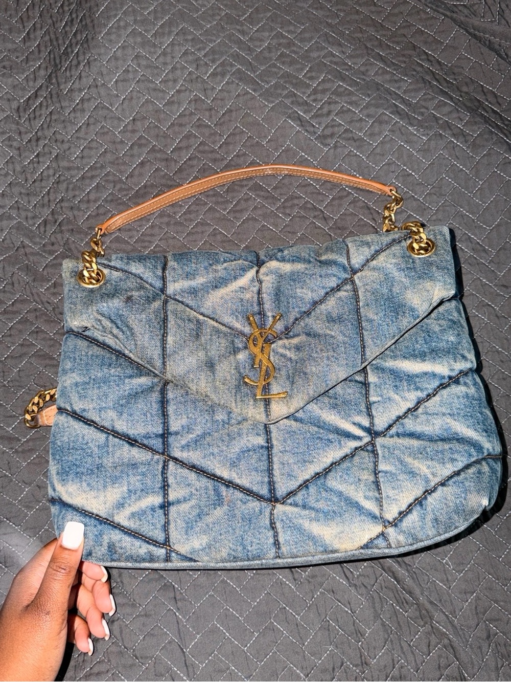 Authentic YSL Small Denim Puffer Bag - Picture 12 of 14